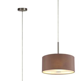 DK0540  Baymont 40cm 5 Light Pendant Satin Nickel, Taupe/Halo Gold, Frosted Diffuser